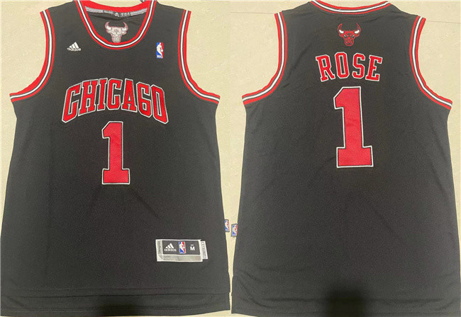 Men's Chicago Bulls #1 Derrick Rose Black Stitched Basketball Jersey Men's Chicago Bulls #1 Derrick Rose Black Stitched Basketball Jersey