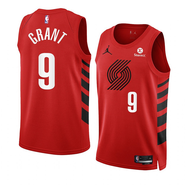 Men's Portland Trail Blazers #9 Jerami Grant 2022/23 Red Statement Edition Swingman Stitched Basketball Jersey Men's Portland Trail Blazers #9 Jerami Grant 2022/23 Red Statement Edition Swingman Stitched Basketball Jersey