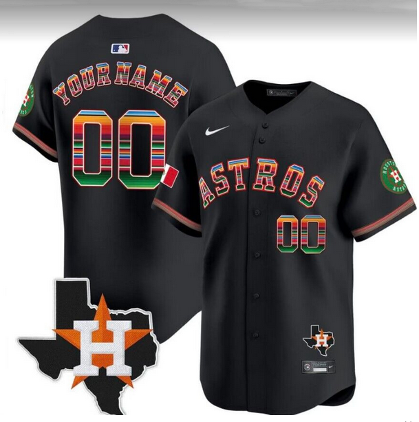 Youth Houston Astros ACTIVE PLAYER Custom Black Mexico Texas Patch Vapor Premier Limited Cool Base Stitched Baseball Jersey