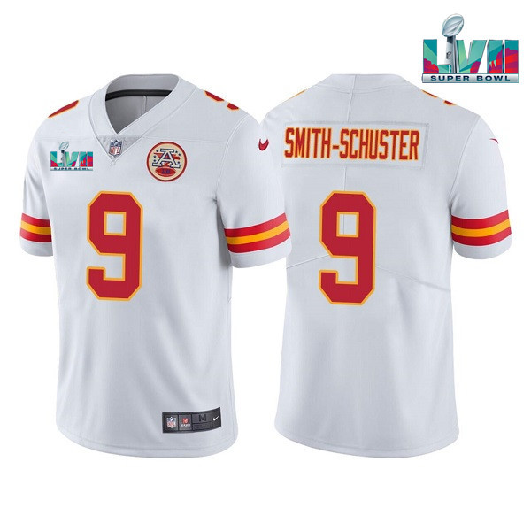 Youth Kansas City Chiefs #9 JuJu Smith-Schuster White Super Bowl LVII Patch Vapor Untouchable Limited Stitched Jersey Youth Kansas City Chiefs #9 JuJu Smith-Schuster White Super Bowl LVII Patch Vapor Untouchable Limited Stitched Jersey