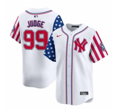 Men's New York Yankees #99 Aaron Judge White/Red American Style Limited Stitched Baseball Jersey