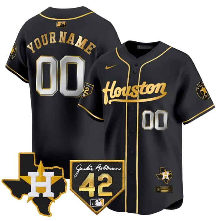Men's Houston Astros ACTIVE PLAYER Custom Black 2024 Jackie Robinson Patch Vapor Premier Limited Cool Base Stitched Baseball Jersey Men's Houston Astros ACTIVE PLAYER Custom Black 2024 Jackie Robinson Patch Vapor Premier Limited Cool Base Stitched Baseball Jersey