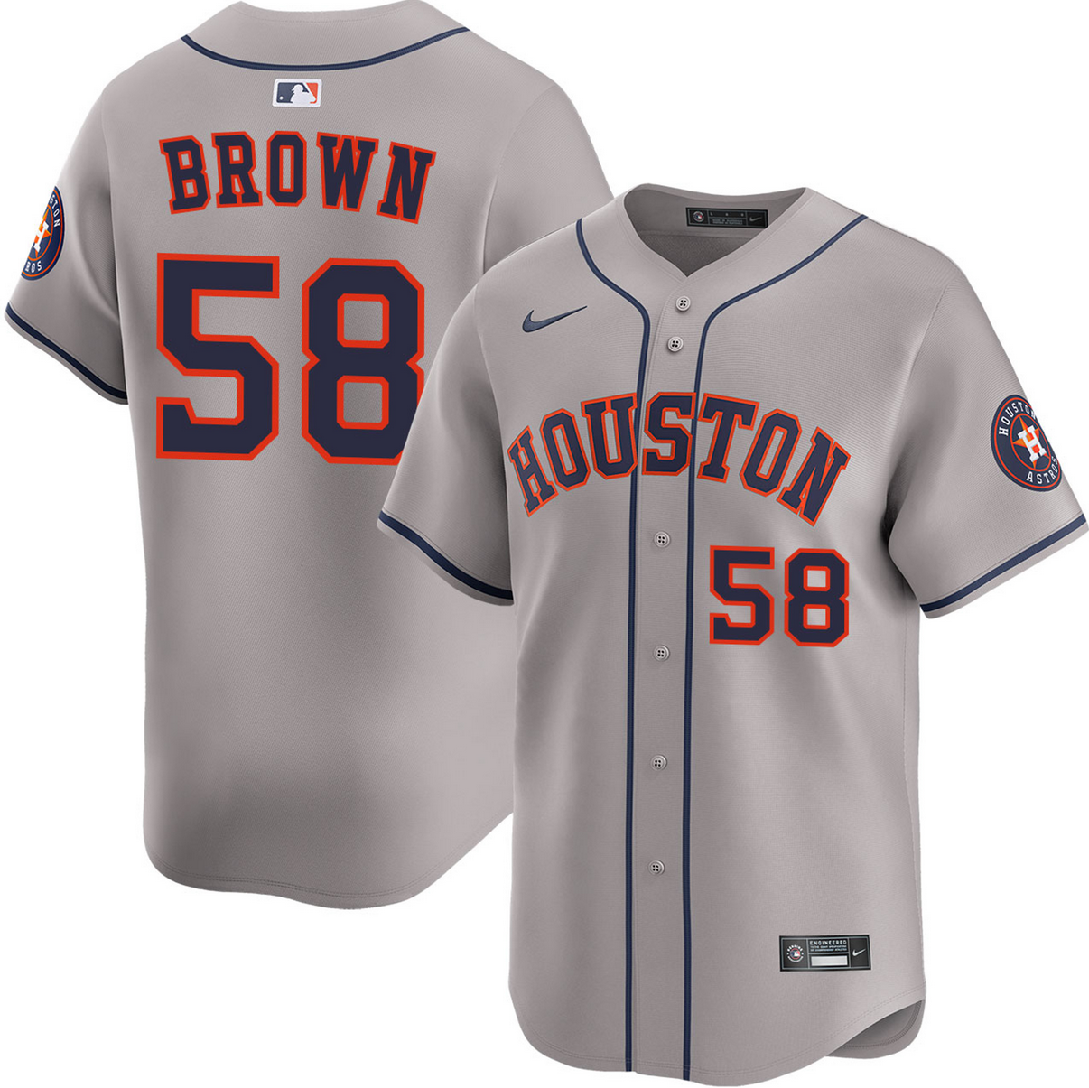 Men's Houston Astros #58 Hunter Brown Grey 2025 Limited Stitched Baseball Jersey Men's Houston Astros #58 Hunter Brown Grey 2025 Limited Stitched Baseball Jersey