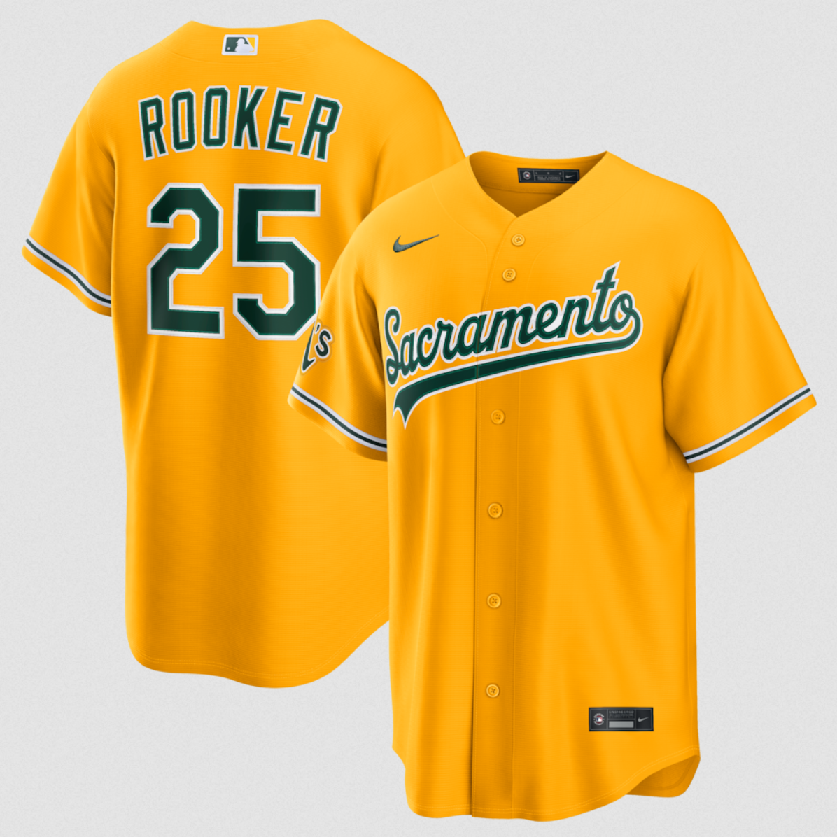 Men's Oakland Athletics #25 Brent Rooker 2026 Yellow Alternate Sacramento Celebrating 125 Years Vapor Limited Stitched Baseball Jersey