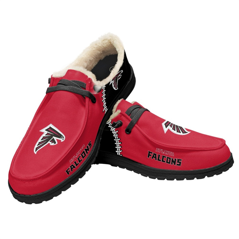 Men's Atlanta Falcons Loafers Lace Up Fuzzy Lined Shoes 001 (Pls check description for details)