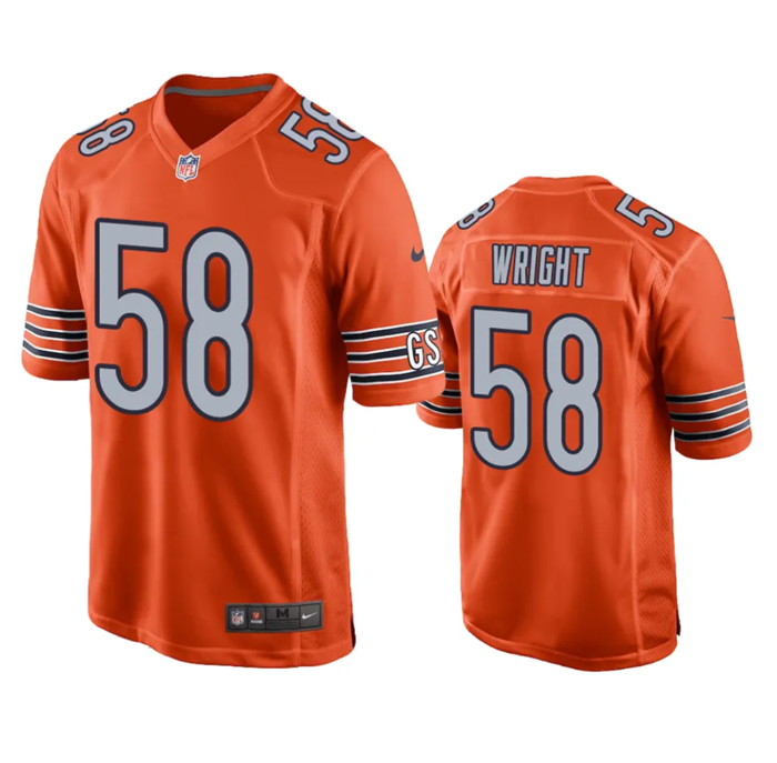 Youth Chicago Bears #58 Darnell Wright Orange Stitched Football Game Jersey Youth Chicago Bears #58 Darnell Wright Orange Stitched Football Game Jersey