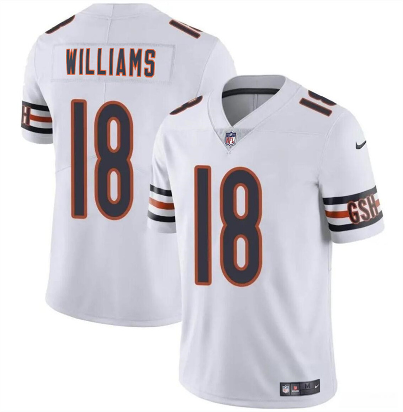 Youth Chicago Bears #18 Caleb Williams White 2024 Draft Vapor Stitched Football Jersey Youth Chicago Bears #18 Caleb Williams White 2024 Draft Vapor Stitched Football Jersey