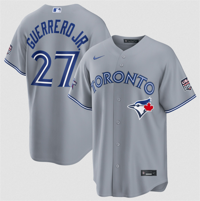 Men's Toronto Blue Jays #27 Vladimir Guerrero Jr. Gray 2026 All-Star Game & USA 250 Patch Stitched Baseball Jersey