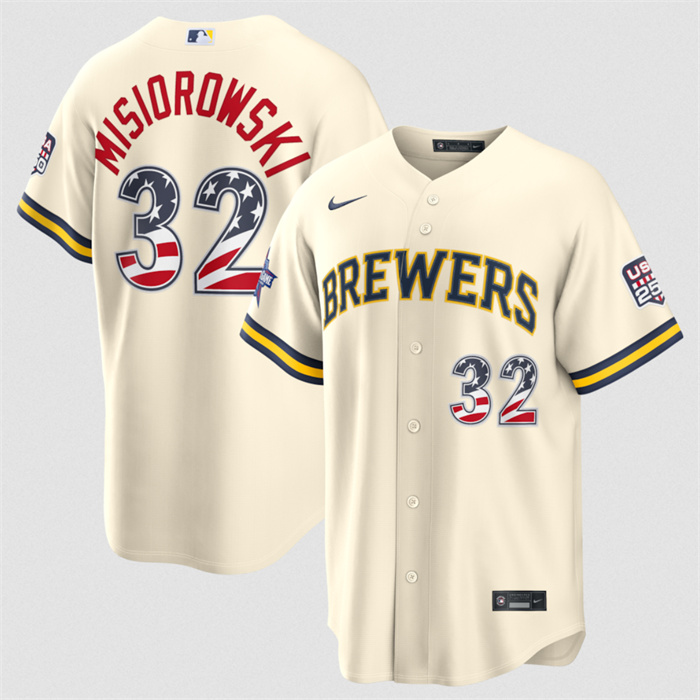 Men's Milwaukee Brewers #32 Jacob Misiorowski Cream 2026 All-Star Edition Stars & Stripes Stadium Pick-A-Player Stitched Baseball Jersey