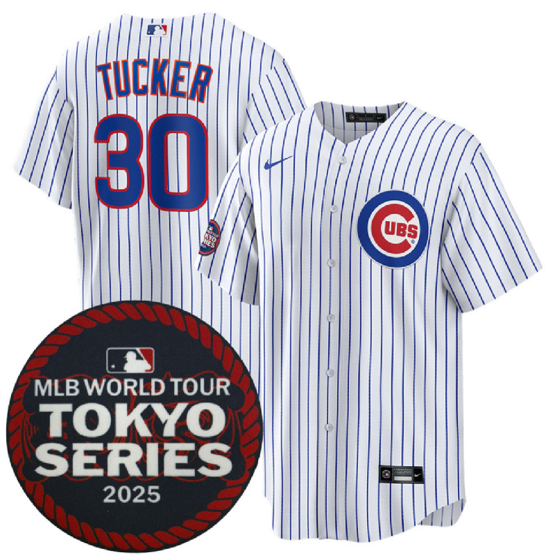 Men's Chicago Cubs #30 Kyle Tucker White 2025 World Tour: Tokyo Series Home Stitched Baseball Jersey Men's Chicago Cubs #30 Kyle Tucker White 2025 World Tour: Tokyo Series Home Stitched Baseball Jersey