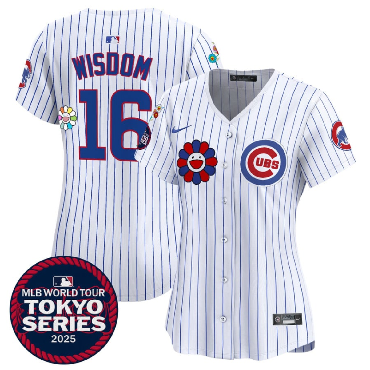 Women's Chicago Cubs #16 Patrick Wisdom White 2025 Tokyo Series Limited Stitched Baseball Jersey(Run Small) Women's Chicago Cubs #16 Patrick Wisdom White 2025 Tokyo Series Limited Stitched Baseball Jersey(Run Small)