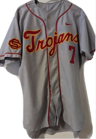 Men's USC Trojans Custom Grey Baseball Game Jersey