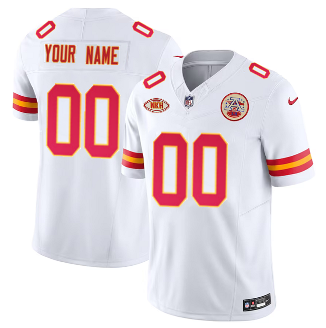 Men’s Kansas City Chiefs Active Player Custom White 2023 F.U.S.E. With "NKH" Patch Vapor Untouchable Limited Stitched Jersey