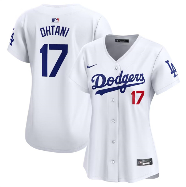 Women's Los Angeles Dodgers #17 Shohei Ohtani White Stitched Jersey(Run Small) Women's Los Angeles Dodgers #17 Shohei Ohtani White Stitched Jersey(Run Small)