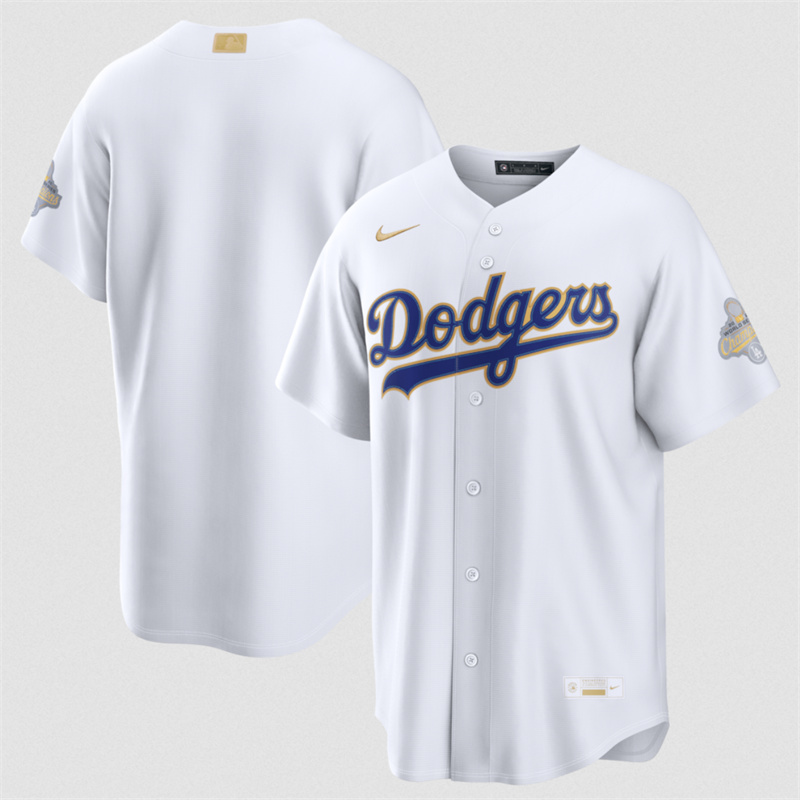 Men's Los Angeles Dodgers Blank White 2026 Gold Collection Stadium Stitched Baseball Jersey Men's Los Angeles Dodgers Blank White 2026 Gold Collection Stadium Stitched Baseball Jersey
