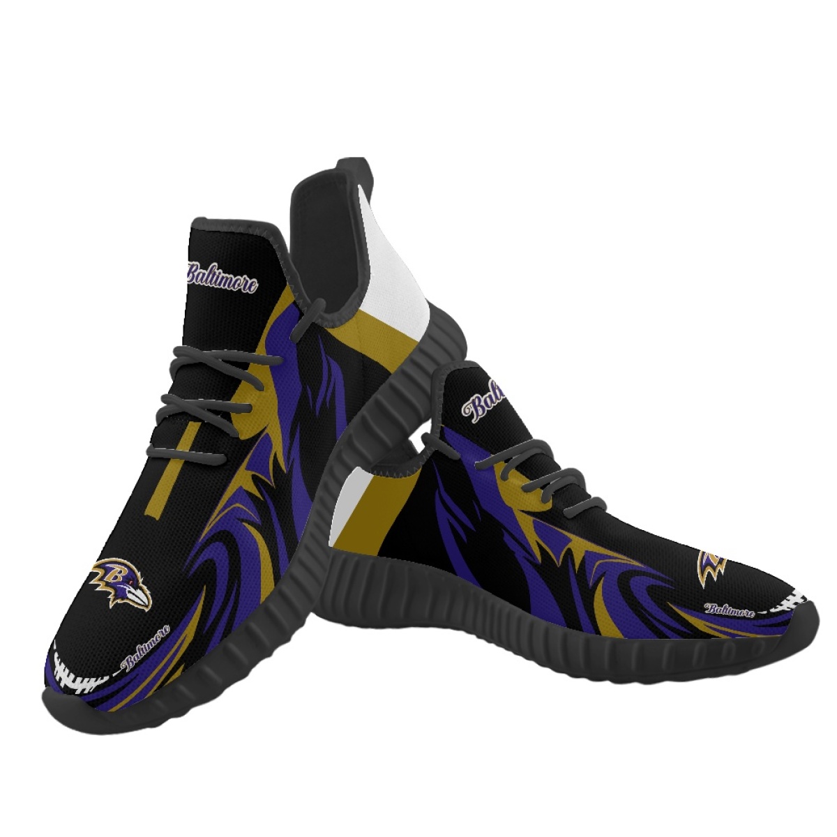 Men's Baltimore Ravens Mesh Knit Sneakers/Shoes 018 Men's Baltimore Ravens Mesh Knit Sneakers/Shoes 018