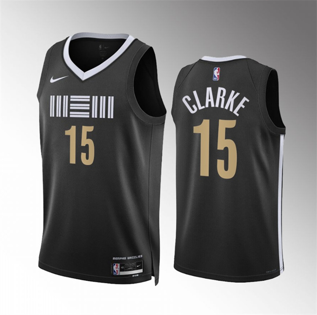 Men's Memphis Grizzlies #15 Brandon Clarke Black 2023/24 City Edition Stitched Basketball Jersey Men's Memphis Grizzlies #15 Brandon Clarke Black 2023/24 City Edition Stitched Basketball Jersey