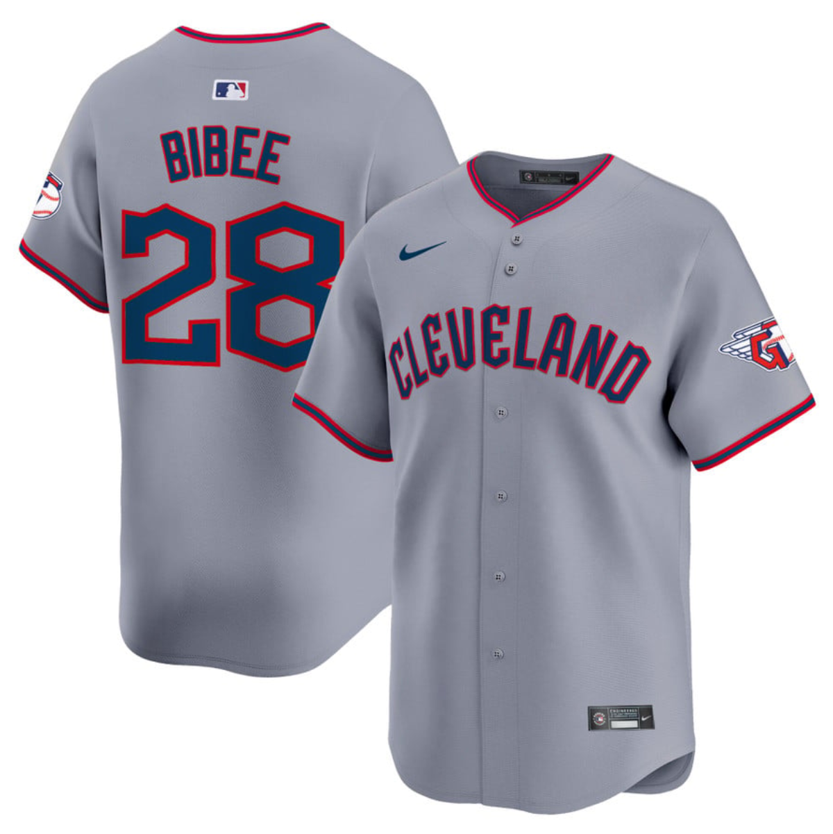Men's Cleveland Guardians #28 Tanner Bibee Grey 2025 Alternate Limited Stitched Baseball Jersey Men's Cleveland Guardians #28 Tanner Bibee Grey 2025 Alternate Limited Stitched Baseball Jersey