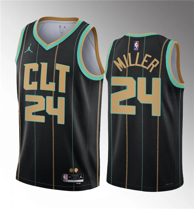 Men's Charlotte Hornets #24 Brandon Miller 2023 Draft Black 2022/23 City Edition Stitched Basketball Jersey Men's Charlotte Hornets #24 Brandon Miller 2023 Draft Black 2022/23 City Edition Stitched Basketball Jersey