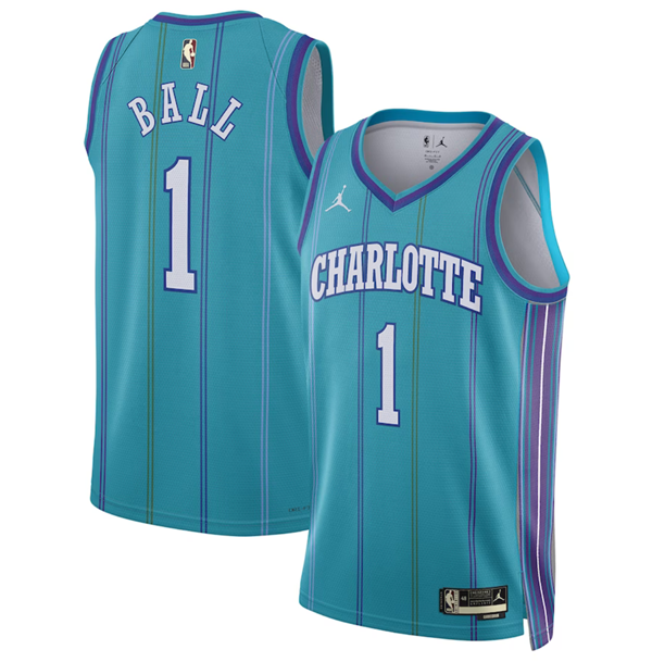 Men's Charlotte Hornets #1 LaMelo Ball Teal 2023/24 Classic Edition Stitched Basketball Jersey