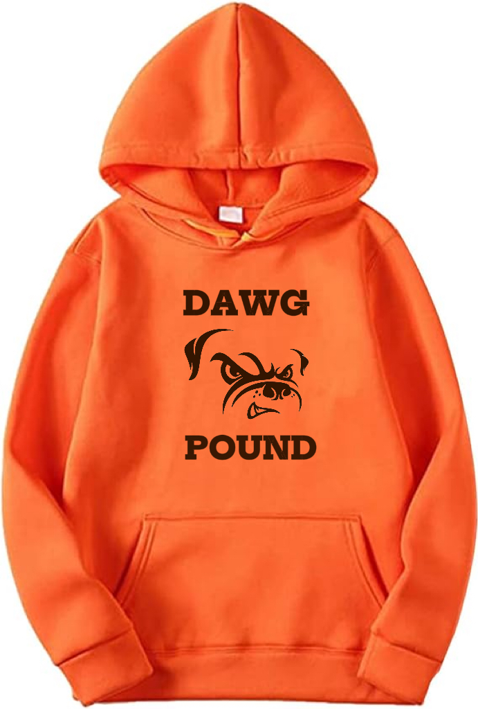 Men's Cleveland Browns Big Logo Orange Pullover Hoodie 01