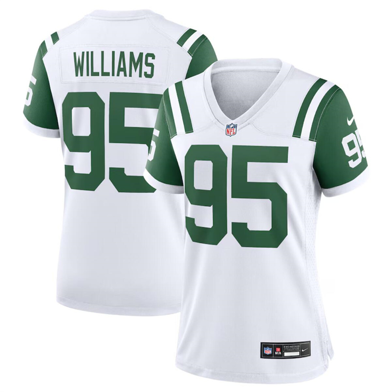 Women's New York Jets #95 Quinnen Williams White Classic Alternate Stitched Jersey(Run Small) Women's New York Jets #95 Quinnen Williams White Classic Alternate Stitched Jersey(Run Small)