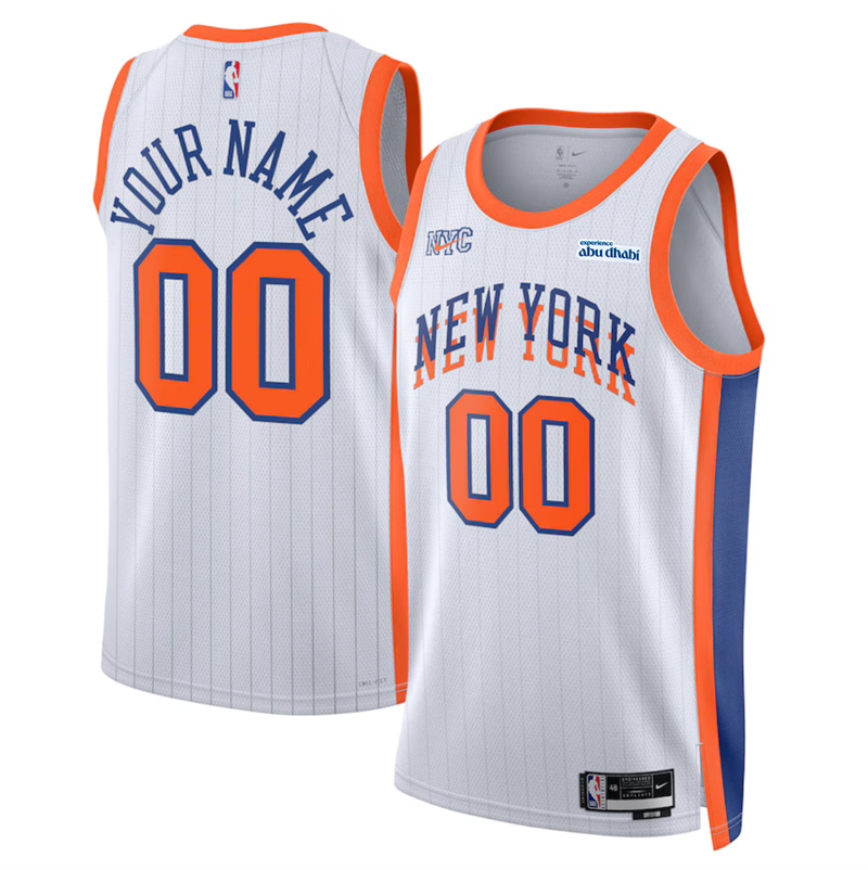 Men's New Yok Knicks Active Player Custom White 2024/25 City Edition Stitched Basketball Jersey Men's New Yok Knicks Active Player Custom White 2024/25 City Edition Stitched Basketball Jersey
