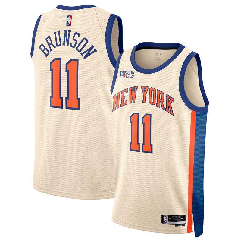 Men's New Yok Knicks #11 Jalen Brunson Cream 2025/26 City Edition Stitched Basketball Jersey Men's New Yok Knicks #11 Jalen Brunson Cream 2025/26 City Edition Stitched Basketball Jersey