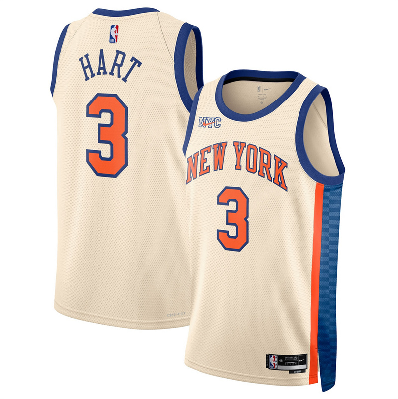 Men's New Yok Knicks #3 Josh Hart Cream 2025/26 City Edition Stitched Basketball Jersey Men's New Yok Knicks #3 Josh Hart Cream 2025/26 City Edition Stitched Basketball Jersey