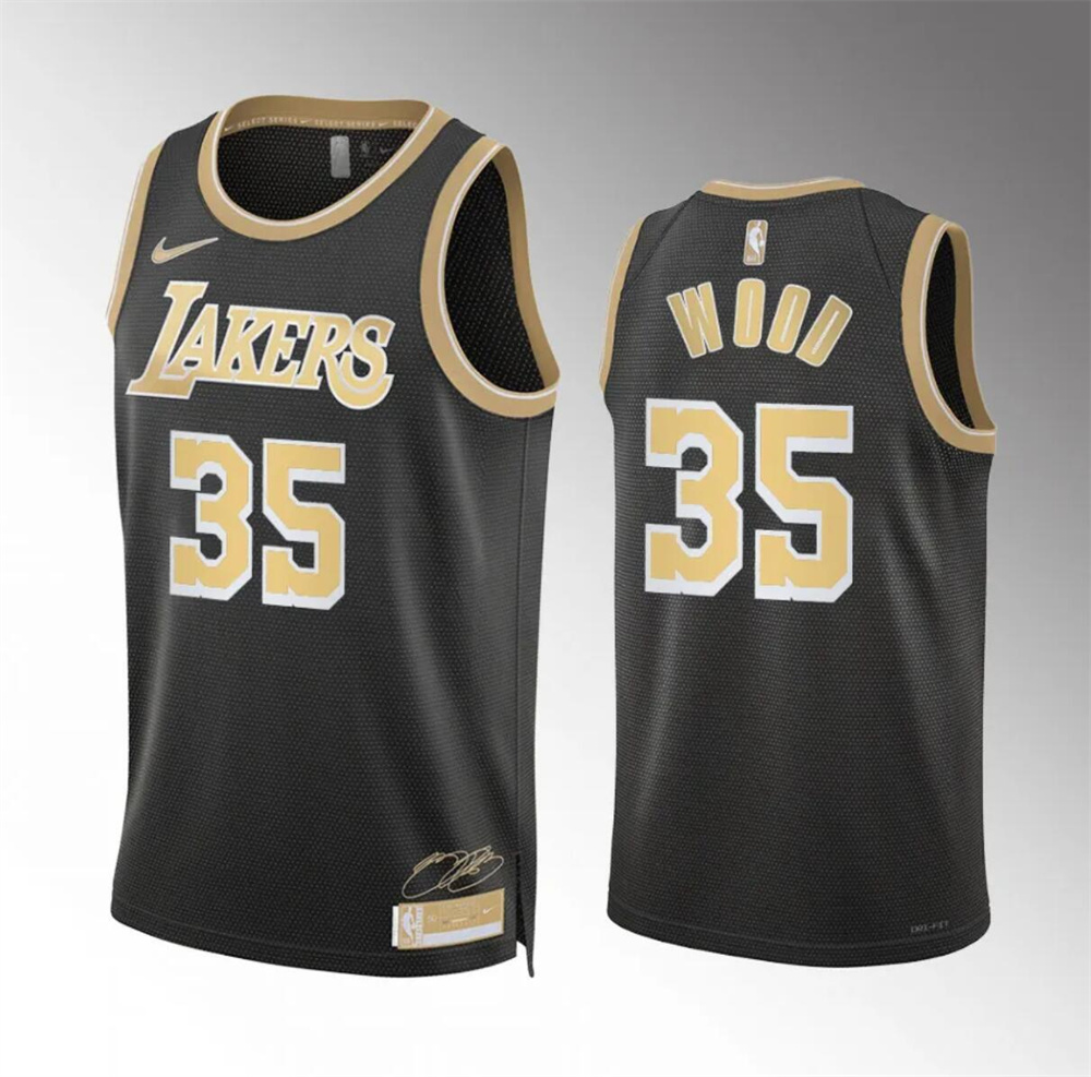 Men's Los Angeles Lakers #35 Christian Wood Black 2024 Select Series Stitched Basketball Jersey Men's Los Angeles Lakers #35 Christian Wood Black 2024 Select Series Stitched Basketball Jersey
