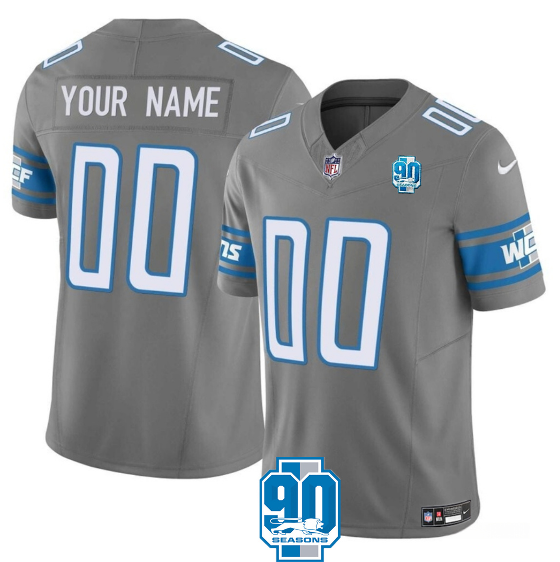 Youth Detroit Lions Active Player Custom Grey 2023 F.U.S.E. 90th Anniversary Vapor Limited Stitched Football Jersey Youth Detroit Lions Active Player Custom Grey 2023 F.U.S.E. 90th Anniversary Vapor Limited Stitched Football Jersey