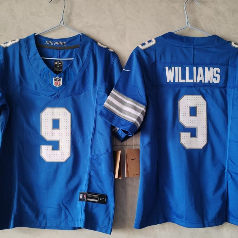 Women's Detroit Lions #9 Jameson Williams Blue 2024 F.U.S.E. Vapor Limited Stitched Jersey(Run Smaller)