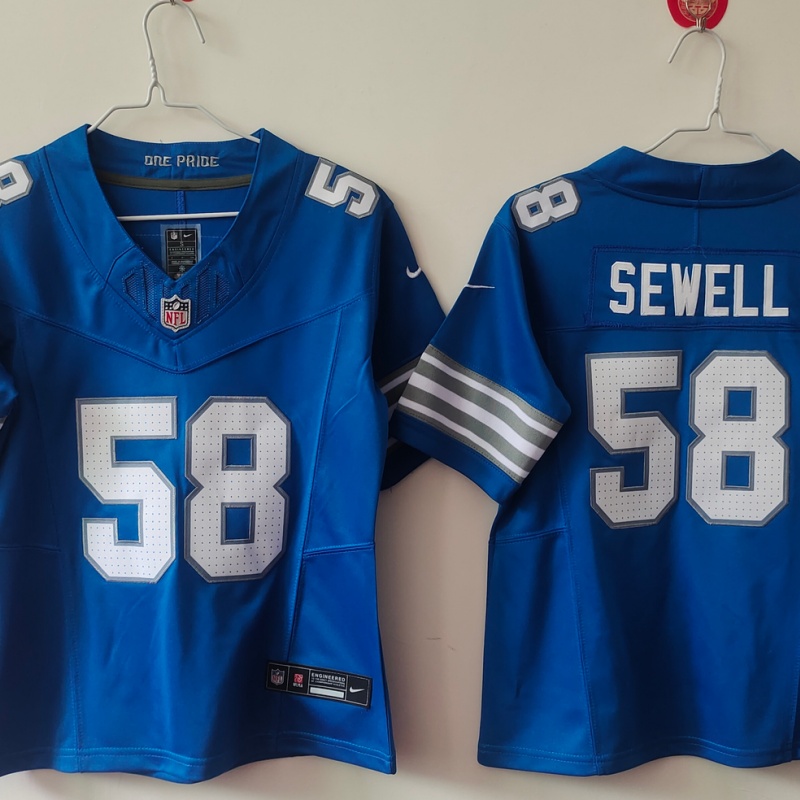 Youth Detroit Lions #58 Penei Sewell Blue 2025 F.U.S.E. Vapor Limited Stitched Jersey