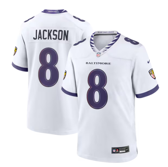 Men's Baltimore Ravens #8 Lamar Jackson White Limited Football Game Jersey