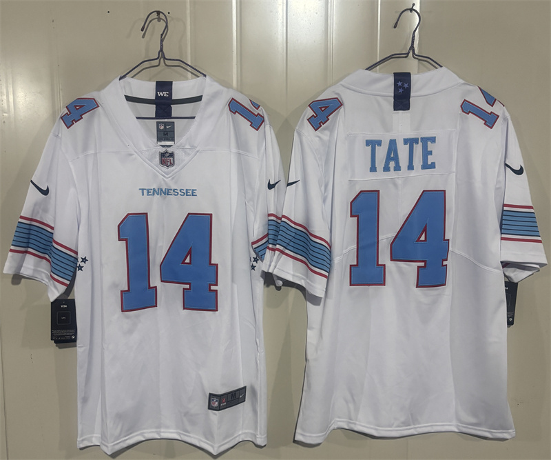 Men's Tennessee Titans #14 Carnell Tate White 2026 Vapor Limited Stitched Football Jersey