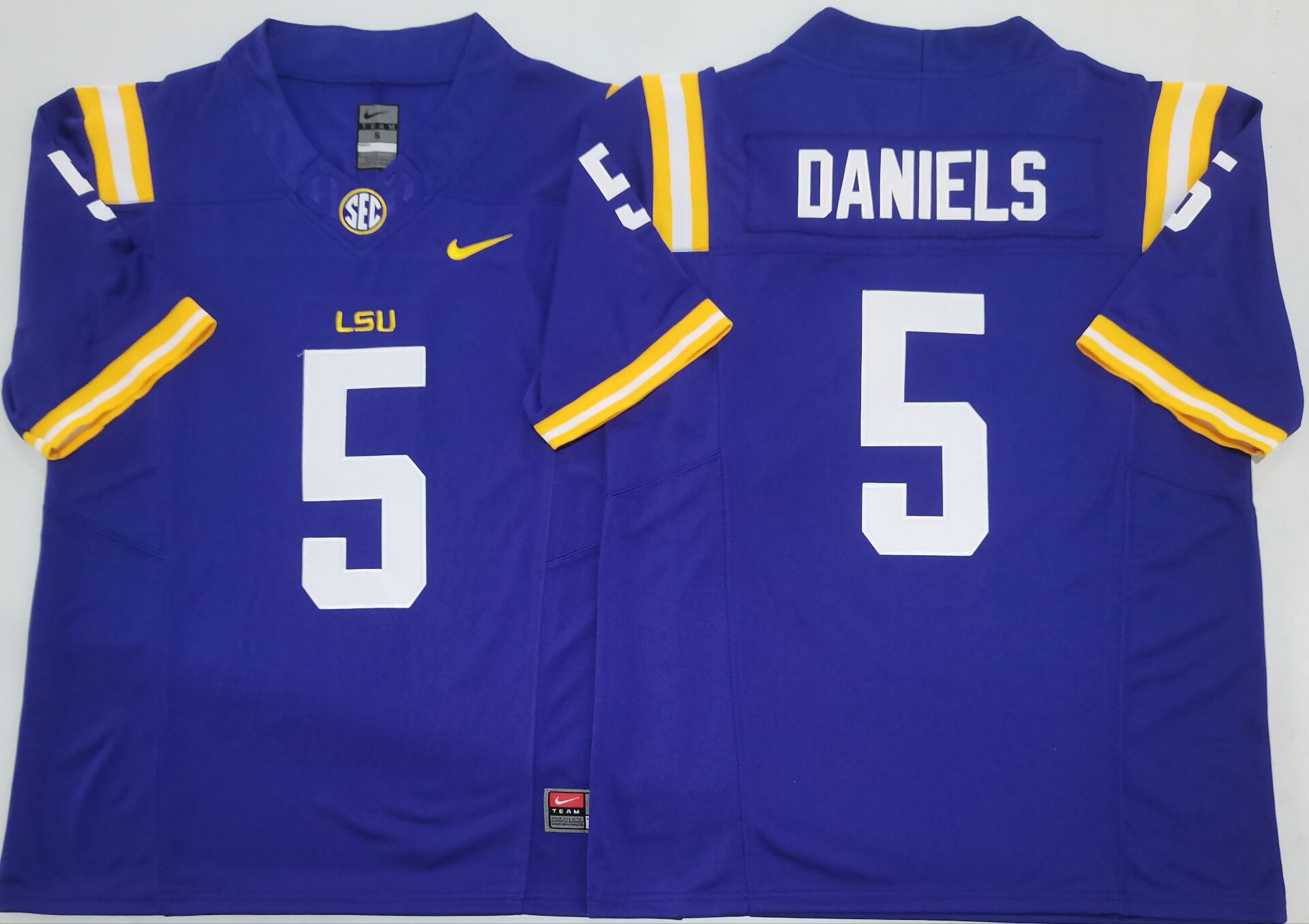 Men's LSU Tigers #5 Jayden Daniels Purple F.U.S.E. Stitched Jersey Men's LSU Tigers #5 Jayden Daniels Purple F.U.S.E. Stitched Jersey