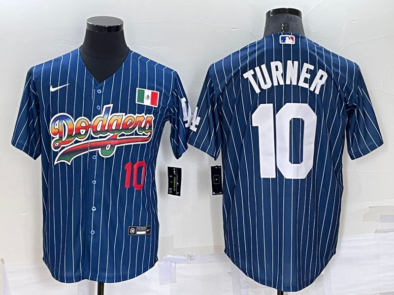 Men's Los Angeles Dodgers #10 Justin Turner Navy Mexico Rainbow Cool Base Stitched Baseball Jersey Men's Los Angeles Dodgers #10 Justin Turner Navy Mexico Rainbow Cool Base Stitched Baseball Jersey