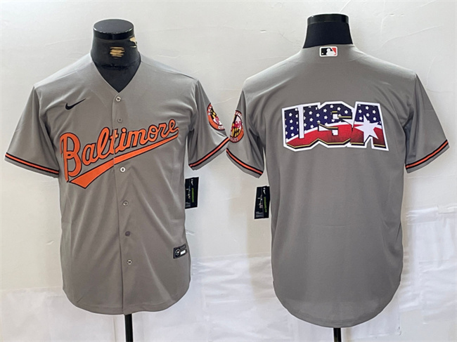 Men's Baltimore Orioles Gray Team Big Logo Cool Base Stitched Jersey
