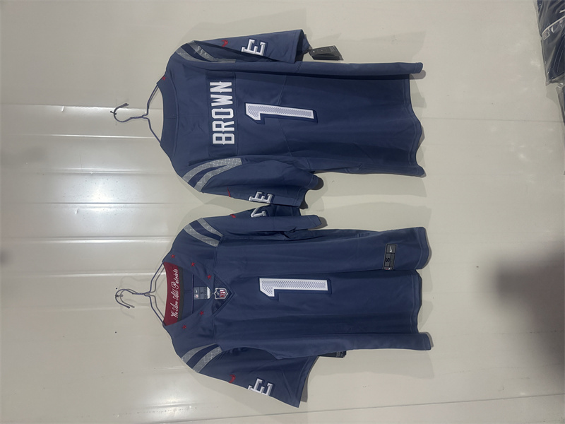Men's New England Patriots #1 A.J. Brown Blue 2025 F.U.S.E. “Rivalries” Vapor Limited Stitched Football Jersey Men's New England Patriots #1 A.J. Brown Blue 2025 F.U.S.E. “Rivalries” Vapor Limited Stitched Football Jersey