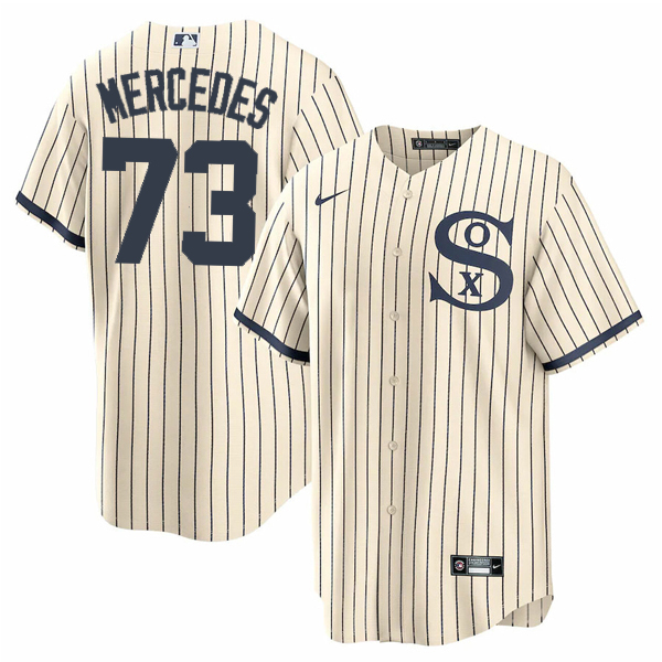 Men's Chicago White Sox #73 Yermin Mercedes 2021 Cream/Navy Name&Numbe Men's Chicago White Sox #73 Yermin Mercedes 2021 Cream/Navy Name&Numbe