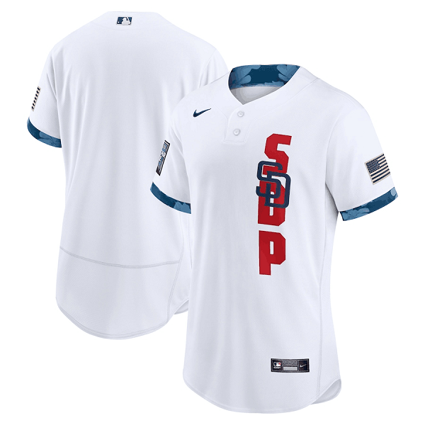 Men's San Diego Padres Blank 2021 White All-Star Flex Base Stitched Baseball Jersey Men's San Diego Padres Blank 2021 White All-Star Flex Base Stitched Baseball Jersey