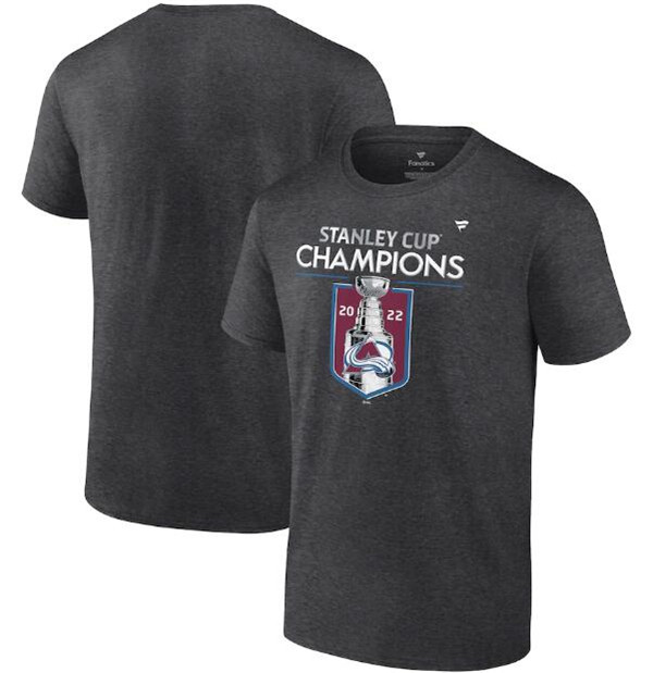 Men's Colorado Avalanche Charcoal 2022 Stanley Cup Champions Locker Room T-Shirt Men's Colorado Avalanche Charcoal 2022 Stanley Cup Champions Locker Room T-Shirt