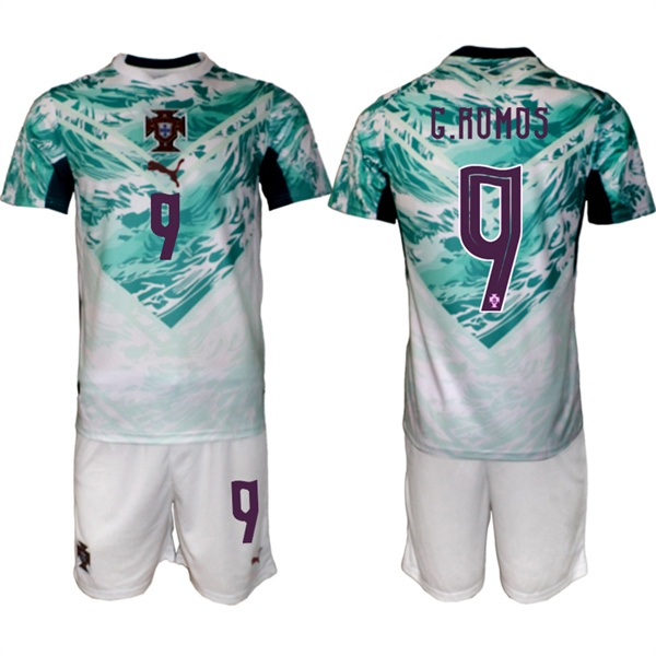 Men's Portugal Team #9 Gonçalo Ramos Green 2026 World Cup Away Soccer Jersey Suit