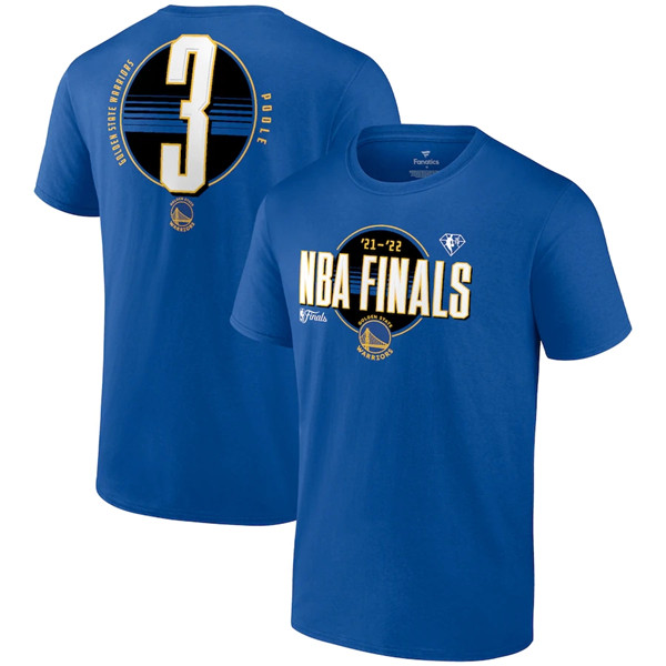 Men's Golden State Warriors #3 Jordan Poole 2022 Royal NBA Finals Name & Number T-Shirt Men's Golden State Warriors #3 Jordan Poole 2022 Royal NBA Finals Name & Number T-Shirt