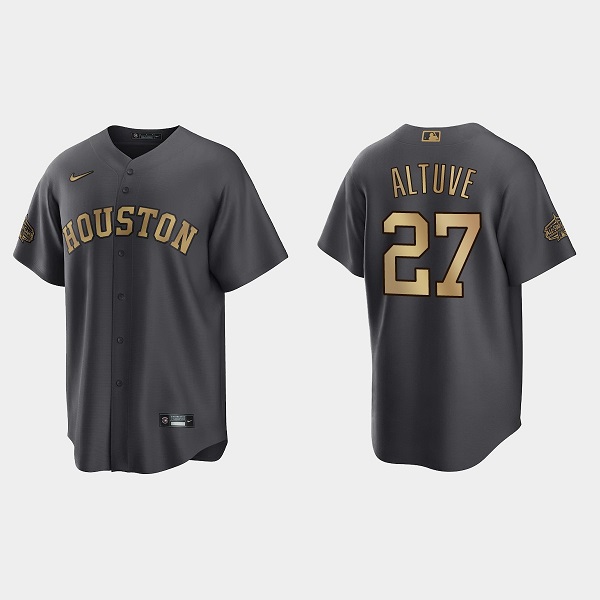 Men's Houston Astros #27 Jose Altuve 2022 All-Star CharcoalCool Base Stitched Baseball Jersey Men's Houston Astros #27 Jose Altuve 2022 All-Star CharcoalCool Base Stitched Baseball Jersey