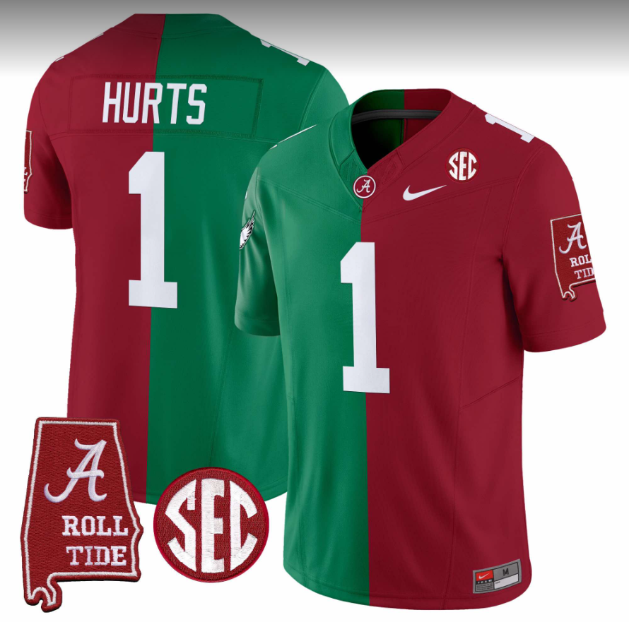 Men's Philadelphia Eagles #1 Jalen Hurts Red/Green Stitched Football Jersey Men's Philadelphia Eagles #1 Jalen Hurts Red/Green Stitched Football Jersey