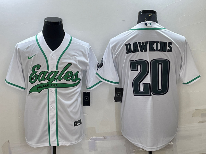 Men's Philadelphia Eagles #20 Brian Dawkins White With Patch Cool Base Stitched Baseball Jersey Men's Philadelphia Eagles #20 Brian Dawkins White With Patch Cool Base Stitched Baseball Jersey