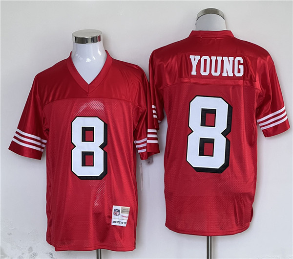 Men's San Francisco 49ers #8 Steve Young Red Stitched Football Jersey Men's San Francisco 49ers #8 Steve Young Red Stitched Football Jersey