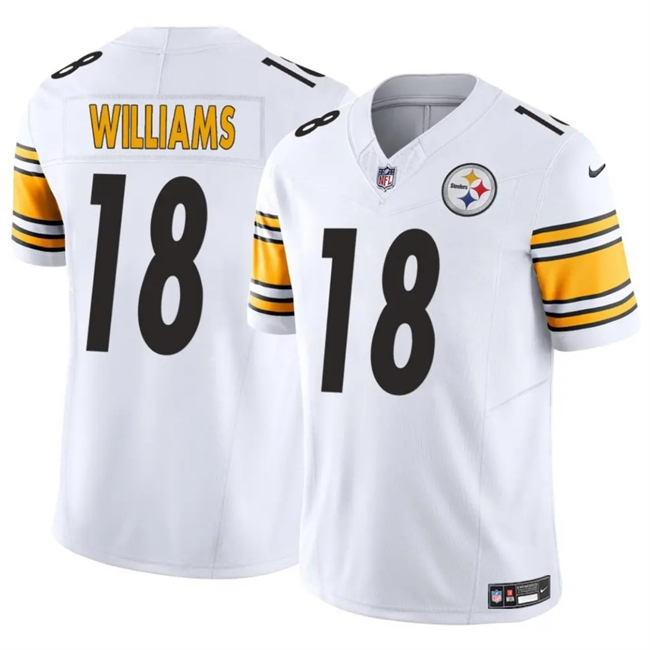 Men's Pittsburgh Steelers #18 Mike Williams White 2024 F.U.S.E. Vapor Untouchable Limited Stitched Jersey Men's Pittsburgh Steelers #18 Mike Williams White 2024 F.U.S.E. Vapor Untouchable Limited Stitched Jersey