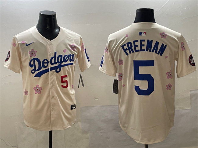 Men's Los Angeles Dodgers #5 Freddie Freeman Cream 2025 Tokyo Series Limited Stitched Baseball Jersey Men's Los Angeles Dodgers #5 Freddie Freeman Cream 2025 Tokyo Series Limited Stitched Baseball Jersey